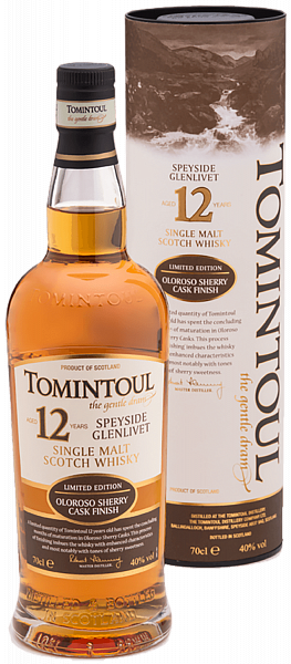 Виски Tomintoul Speyside Glenlivet Oloroso Sherry Cask Finish Single Malt Scotch Whisky 12 y.o. (gift box), 0.7 л