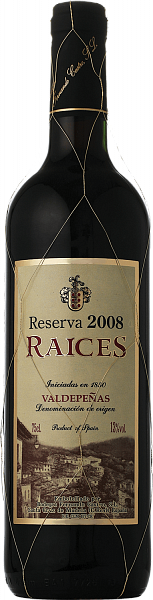Вино Raices Reserva Valdepenas DO Bodegas Fernando Castro, 0.75 л