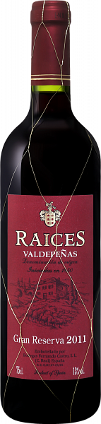 Вино Raices Gran Reserva Valdepenas DO Bodegas Fernando Castro, 0.75 л